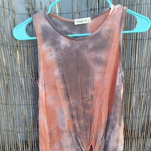 Ginger G Tie-Dyed Sleeveless Tank Top Tied Front Women's - S - Picture 1 of 11